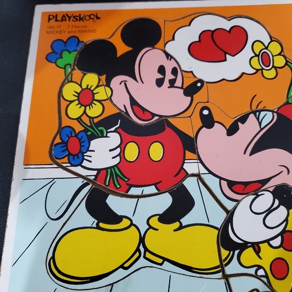 Vintage Walt Disney Playskool Mickey Minnie Wood Child’s Puzzle MADE USA - Picture 2 of 9